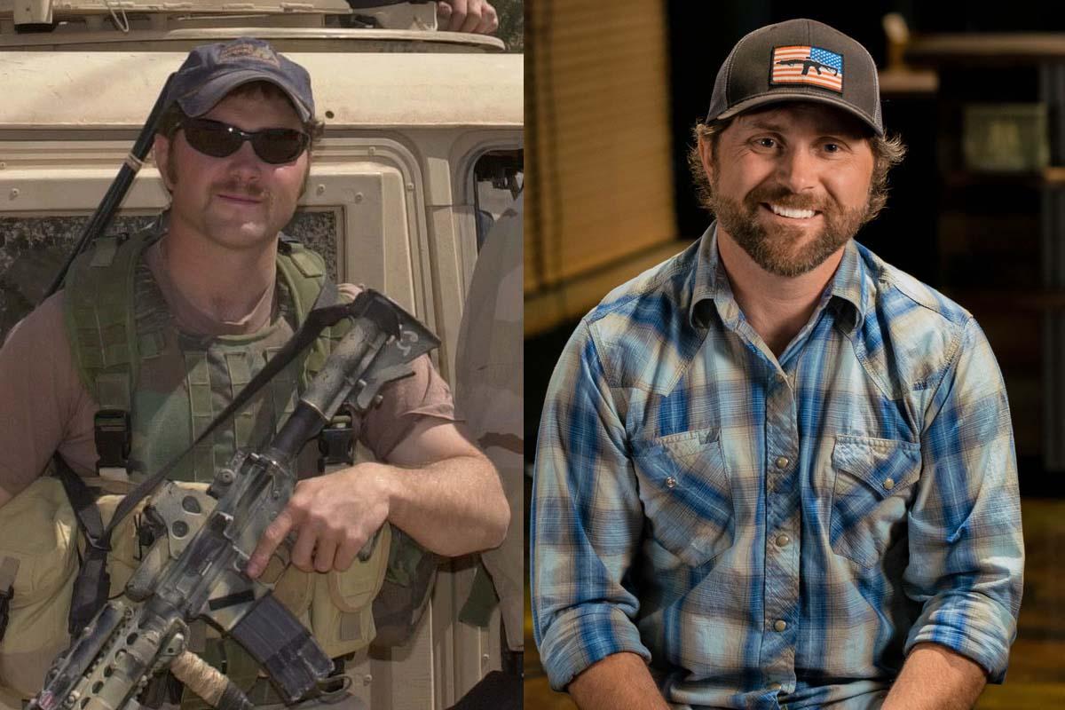 黑步枪咖啡公司首席执行官埃文·哈弗(埃文Hafer)的两张照片. 右:现在，左:执行战斗任务时.